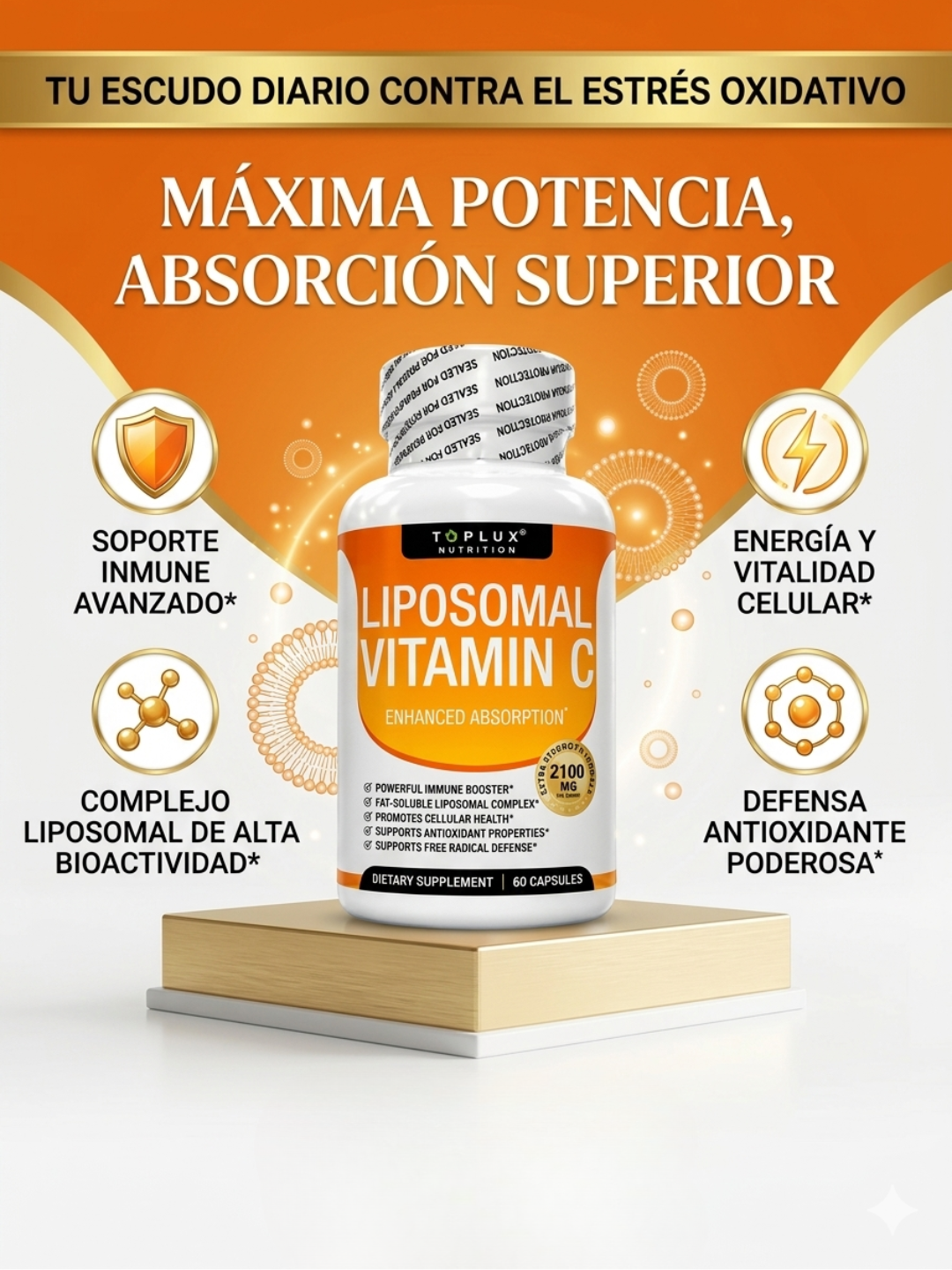 Liposomal Vitamin C, Toplux, 60 caps.