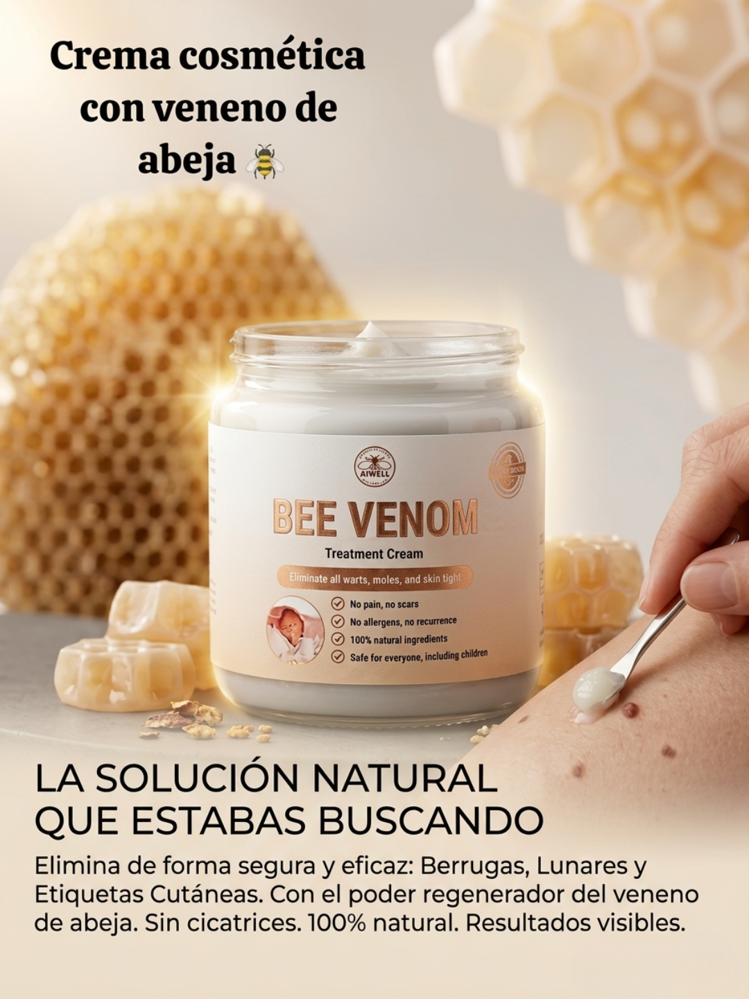 Bee crema cosmetica con venenno de abeja