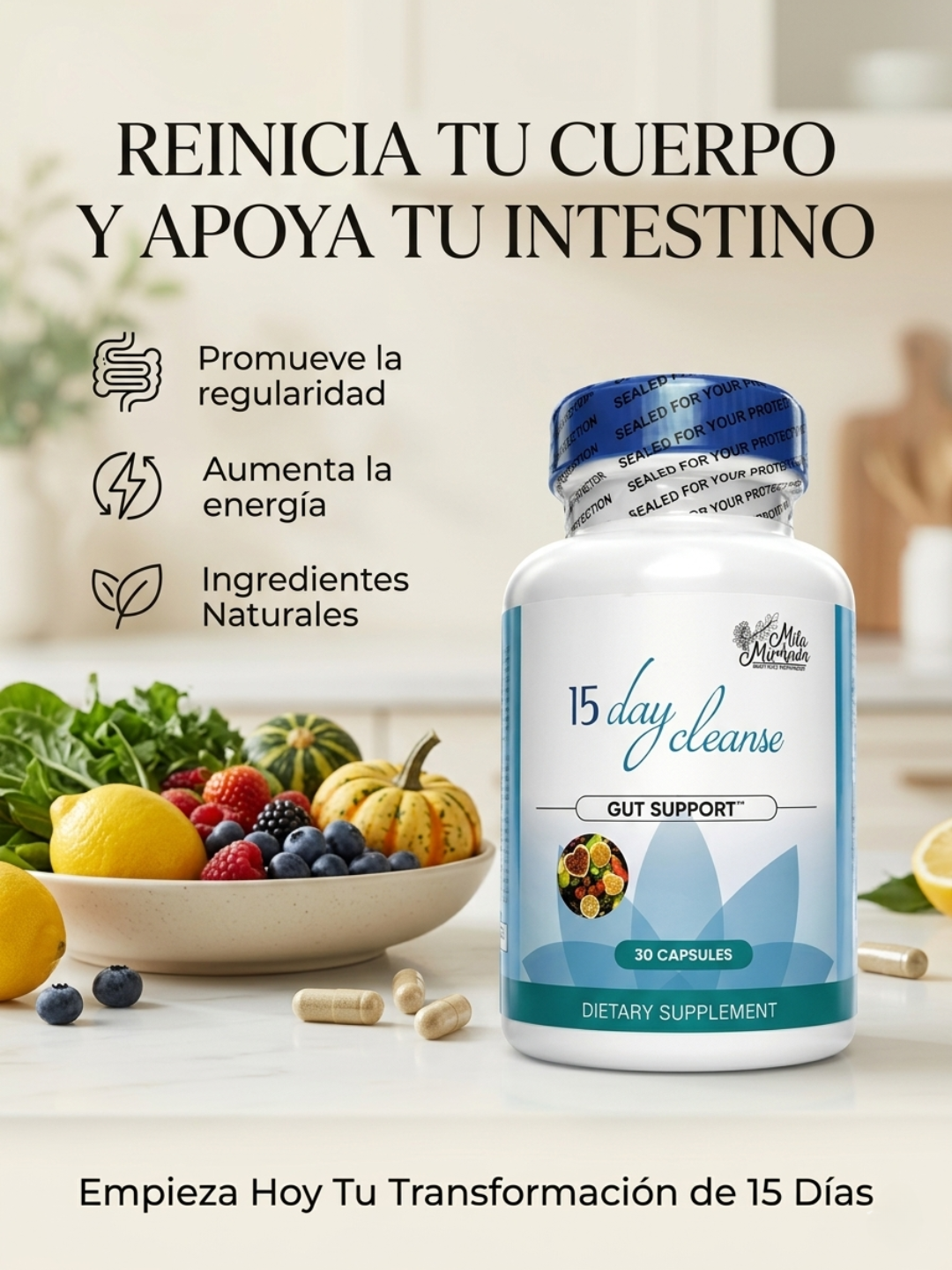 15 Day Cleanse, Mila Miamor, 30 caps.